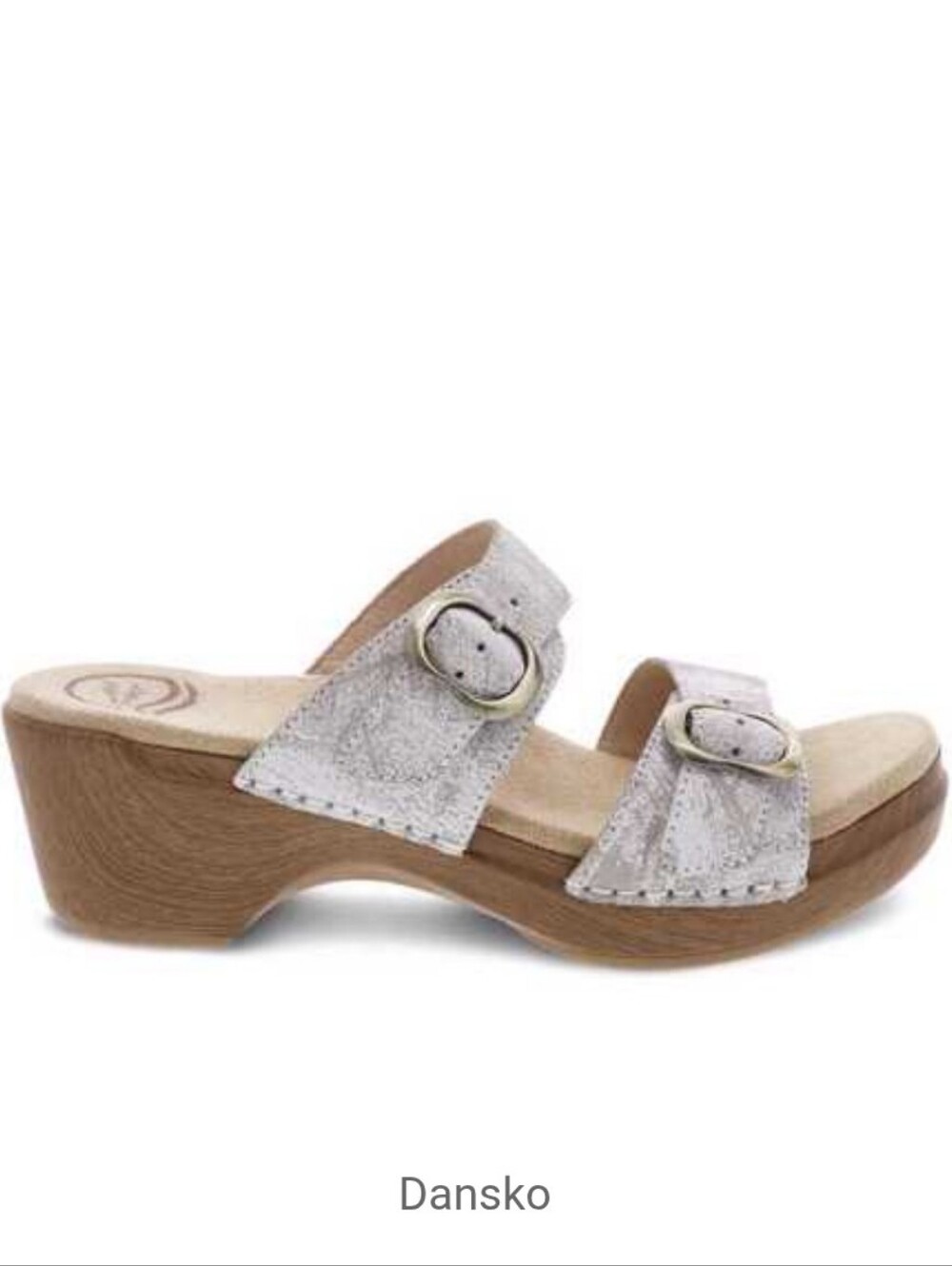 Dansko Sophie White Leather Double-Buckle Clog Mule Size 10.5 Or Euro 41 Leather